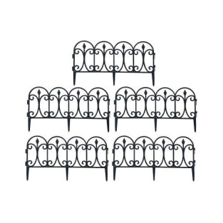 Set 10 garduri decorative pentru gradina 60x32cm, NEGRU