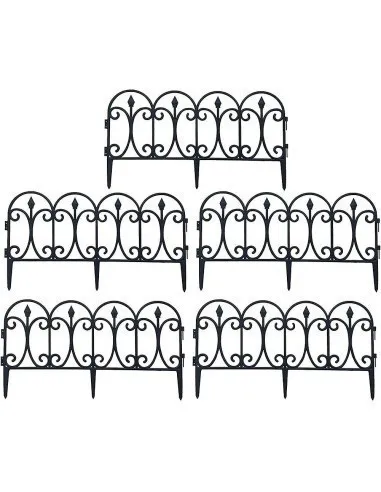 Set 10 garduri decorative pentru gradina 60x32cm, NEGRU