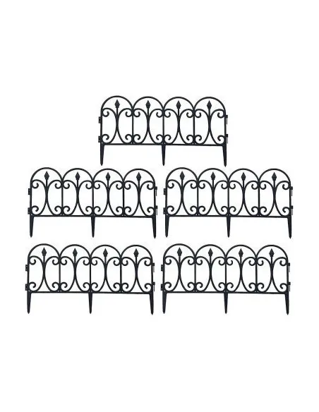 Set 10 garduri decorative pentru gradina 60x32cm, NEGRU